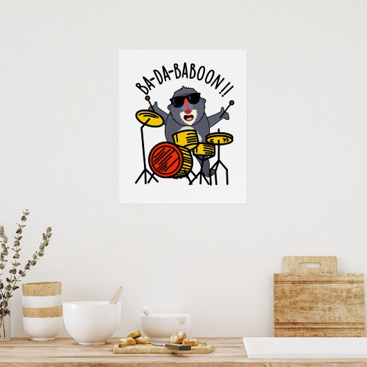 Ba-da-ba-boon Funny Monkey Baboon Pun Poster (Küche)