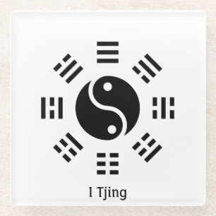 Ba Gua, acht Trigramm, Yin Yang anpassbar Glasuntersetzer
