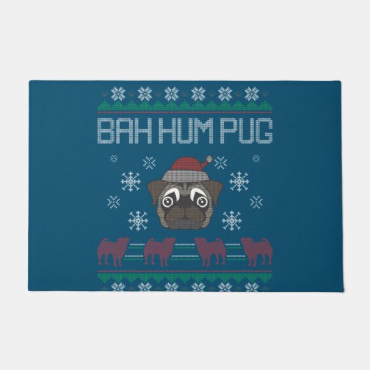 Ba Ham Pug Pugly Christmas Ugly Christmas Sweater Fußmatte (Vorderseite)