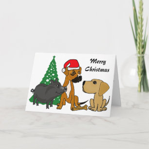 BA Hunde und Schwein-Weihnachtskarte Feiertagskarte