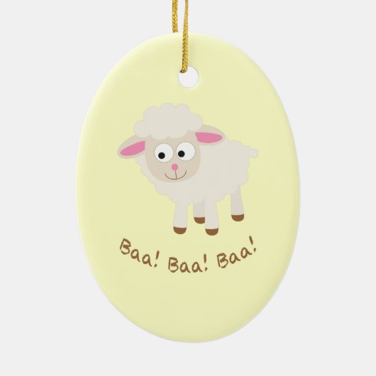 Baa! Baa! Baa! Niedlich Little Lamb Keramik Ornament (Hinten)