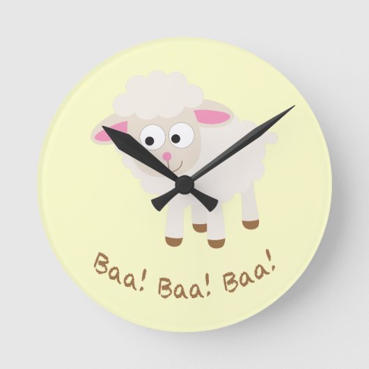 Baa! Baa! Baa! Niedlich Little Lamb Runde Wanduhr (Vorderseite)