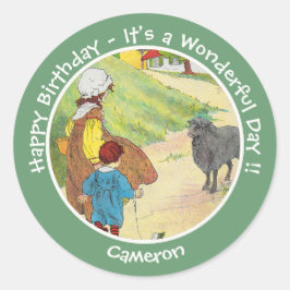 Baa, Baa, Black Sheep Geburtstagsparty Collection Runder Aufkleber