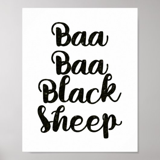 Baa Baa Black Sheep Glitter Poster (Vorne)