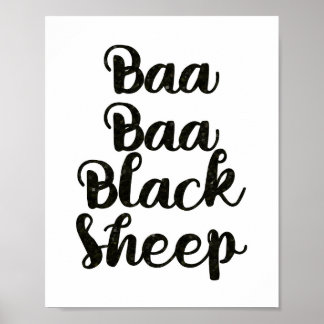 Baa Baa Black Sheep Glitzer Poster