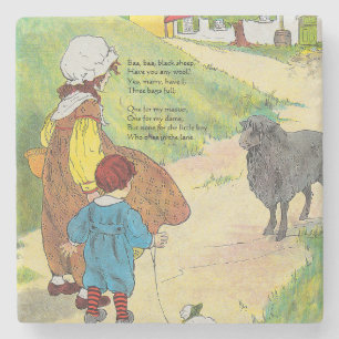 Baa, Baa, Black Sheep, Mother Gänse Kinderzimmer R Steinuntersetzer