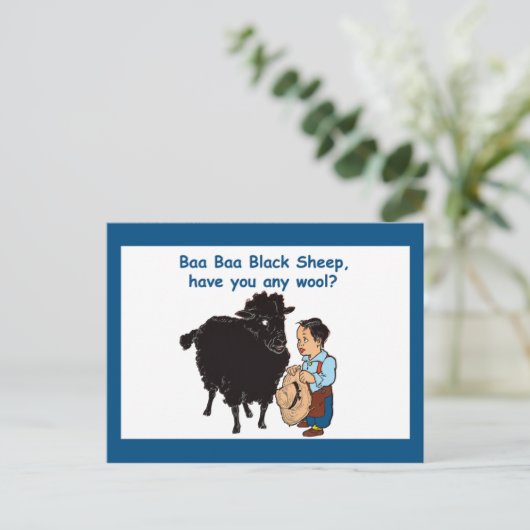Baa Baa Black Sheep Postkarte (Stehend Vorderseite)