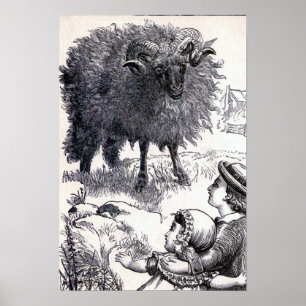 "Baa Baa Black Sheep" Vintage-Illustration Poster