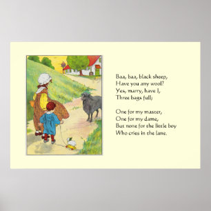 Baa, baa, schwarze Schafe, Hast du Wolle? Poster