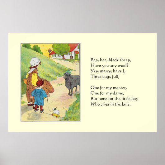 Baa, baa, schwarze Schafe, Hast du Wolle? Poster (Vorne)