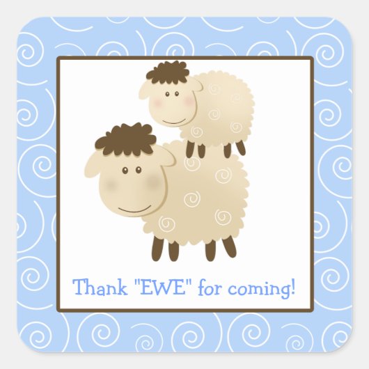 Baa Baa Sheep Blue Lamb Square Umschlag Aufkleber (Vorderseite)