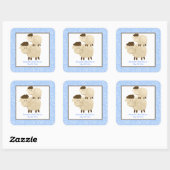 Baa Baa Sheep Blue SQUARE Quadratischer Aufkleber (Blatt)