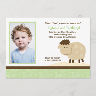 Baa Baa Sheep Green *FOTO* Geburtstag 12x18 Einladung