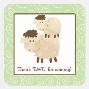 Baa Baa Sheep Lamb Square Umschlag Aufkleber 20