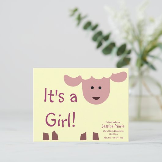 Baa-Baby Einladung (Stehend Vorderseite)