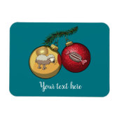Baa Humbug Baubles Christmas Sheep & Candy Cartoon Magnet (Horizontal)
