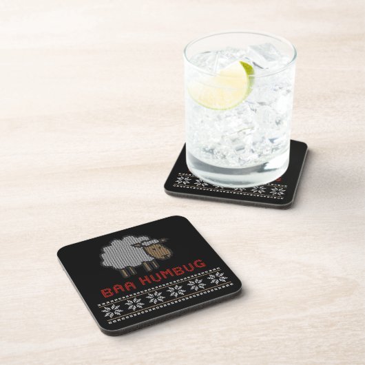 Baa Humbug Christmas Sheep Getränkeuntersetzer (Rechte Seite)