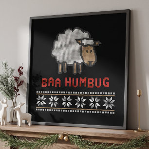 Baa Humbug Christmas Sheep Poster