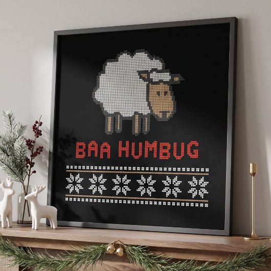 Baa Humbug Christmas Sheep Poster