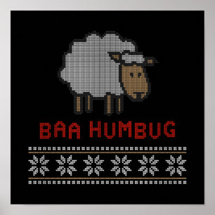 Baa Humbug Christmas Sheep Poster