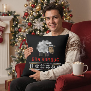 Baa Humbug Christmas Sheep Throw Kissen