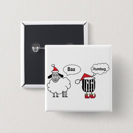 Baa Humbug Funny Christmas Sheep Cartoon Button (Vorne & Hinten)