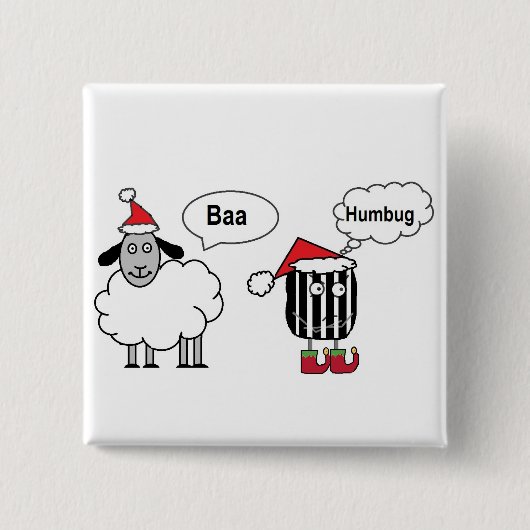 Baa Humbug Funny Christmas Sheep Cartoon Button (Vorderseite)