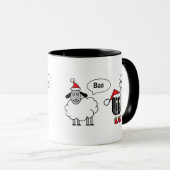 Baa Humbug Funny Christmas Sheep Cartoon Tasse (VorderseiteRechts)