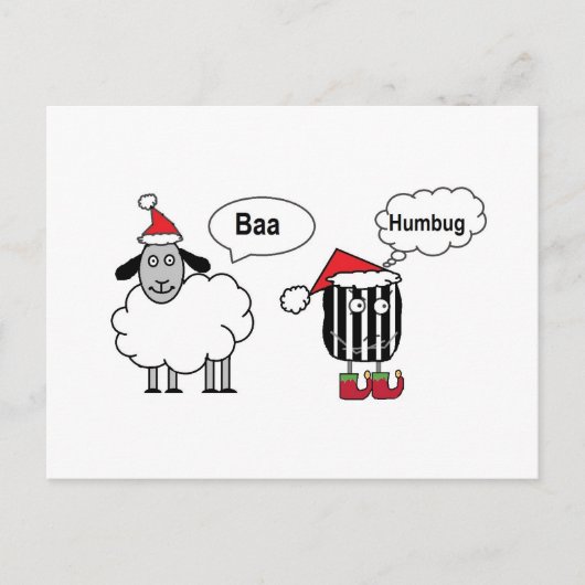 Baa Humbug Funny Festive Cartoon Postkarte (Vorderseite)
