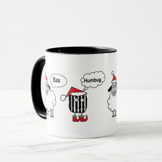 Baa Humbug Funny Festive Cartoon Tasse (Vorderseite Links)
