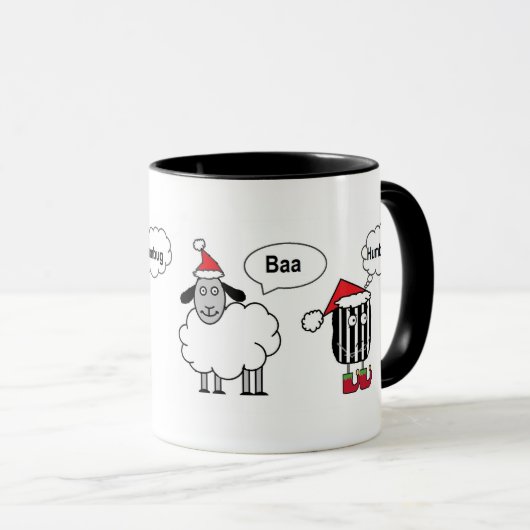 Baa Humbug Funny Festive Cartoon Tasse (VorderseiteRechts)