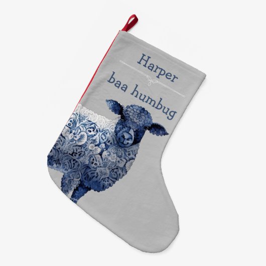 "baa humbug" großer weihnachtsstrumpf (Vorderansicht (hängend))