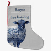 "baa humbug" großer weihnachtsstrumpf (Vorderseite)