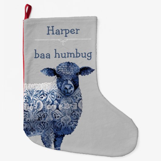 "baa humbug" großer weihnachtsstrumpf (Vorderseite)
