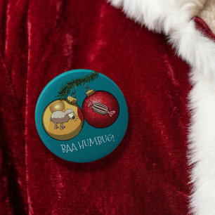 Baa Humbug Schaf Weihnachtsdekoration Cartoon Button