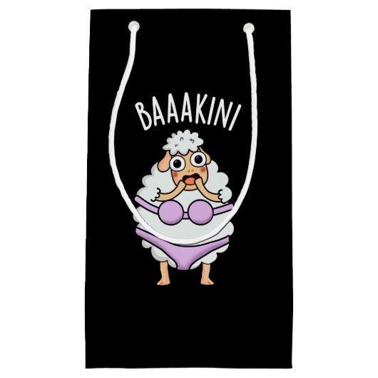Baa-kini Funny Bikini Pun Dark BG Kleine Geschenktüte (Vorderseite)