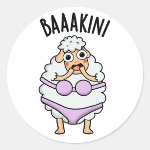 Baa-kini Funny Bikini Pun Runder Aufkleber