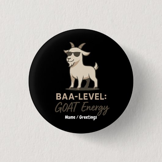 Baa-Level: GOAT Energie Lustiger Cooler Ziegenwitz Button (Vorderseite)