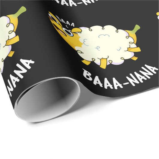 Baa-nana Funny Banana Pun Dark BG Geschenkpapier (Rolleneckpunkt)