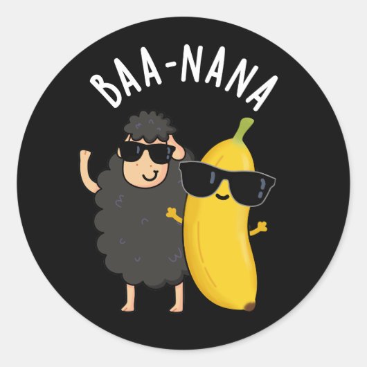 Baa-nana Funny Banana Puns Dark BG Runder Aufkleber (Vorderseite)