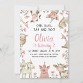 Baa Oink Moo Ich bin zwei Einladung, Farm Girl 2nd Einladung (Vorderseite)