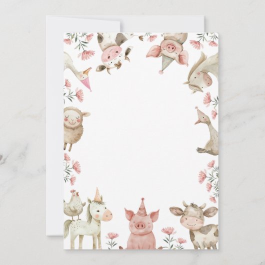 Baa Oink Moo Ich bin zwei Einladung, Farm Girl 2nd Einladung (Rückseite)