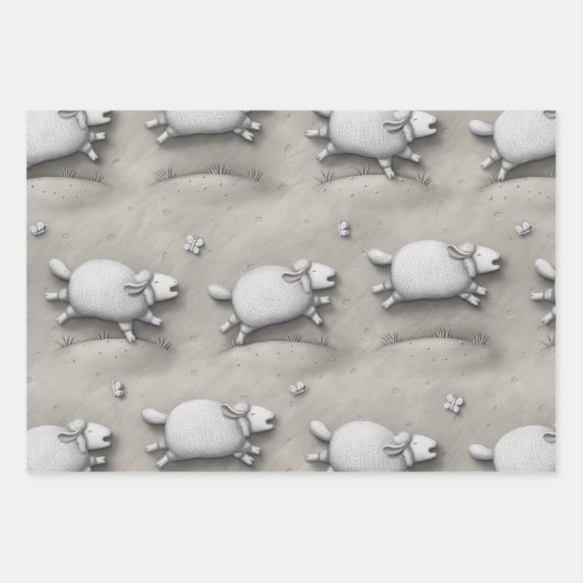 Baa Relief 3 Happy Sheep (groß) Geschenkpapier Set (Vorderseite 2)