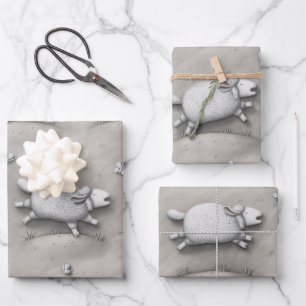 Baa Relief 3 Happy Sheep (groß) Geschenkpapier Set