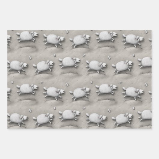 Baa Relief Happy Galloping Sheep (in kleinem Maßst Geschenkpapier Set (Vorderseite 2)