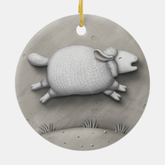 Baa Relief Niedlich Galloping Sheep Keramik Ornament (Hinten)