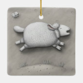Baa Relief Niedlich Happy Sheep Keramikornament (Rückseite)