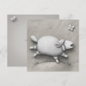 Baa Relief Niedlich Happy Sheep Personalisiert Mitteilungskarte (Vorne/Hinten)