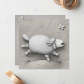 Baa Relief Niedlich Happy Sheep Personalisiert Mitteilungskarte (Vorderseite/Rückseite Beispiel)