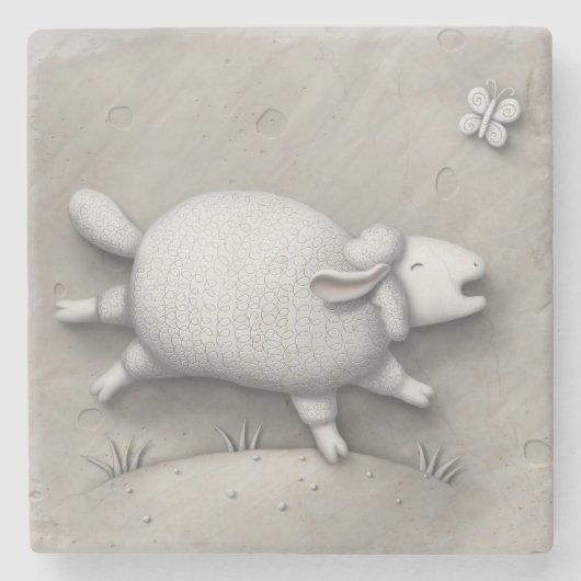 Baa Relief (Schafe 1) Steinuntersetzer (Vorderseite)